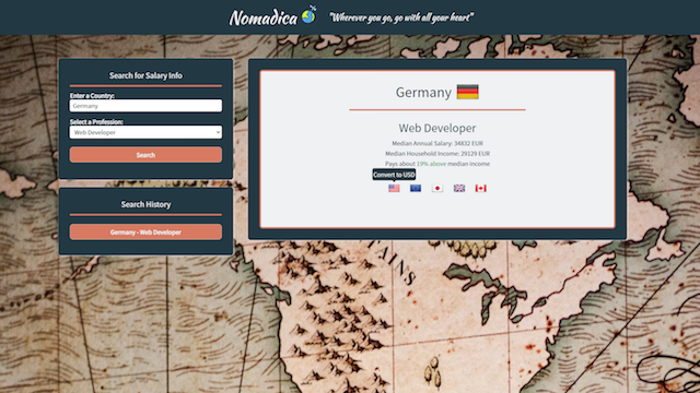 nomadica page screenshot